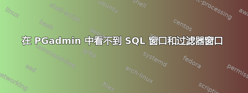 在 PGadmin 中看不到 SQL 窗口和过滤器窗口