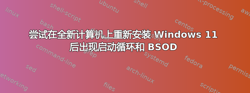 尝试在全新计算机上重新安装 Windows 11 后出现启动循环和 BSOD