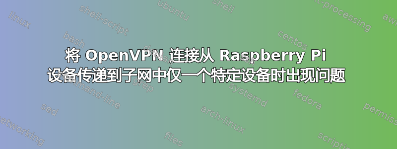 将 OpenVPN 连接从 Raspberry Pi 设备传递到子网中仅一个特定设备时出现问题