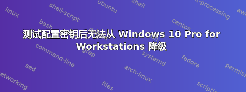 测试配置密钥后无法从 Windows 10 Pro for Workstations 降级