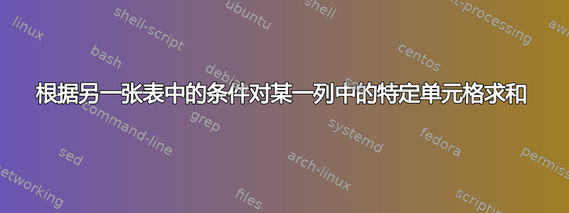 根据另一张表中的条件对某一列中的特定单元格求和