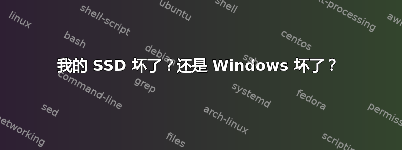 我的 SSD 坏了？还是 Windows 坏了？