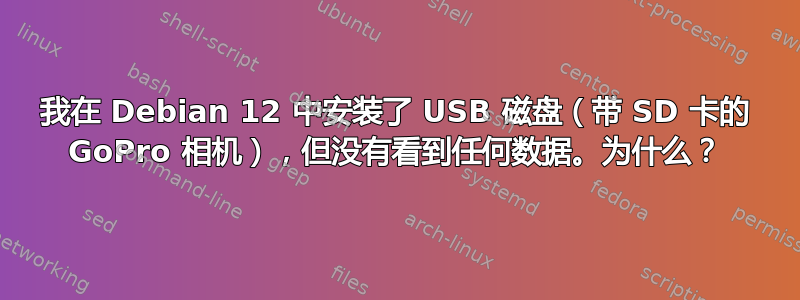 我在 Debian 12 中安装了 USB 磁盘（带 SD 卡的 GoPro 相机），但没有看到任何数据。为什么？