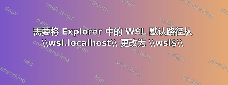 需要将 Explorer 中的 WSL 默认路径从 \\wsl.localhost\\ 更改为 \\wsl$\\