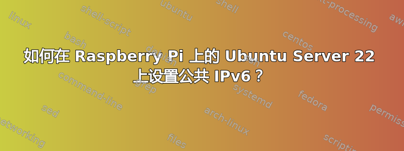 如何在 Raspberry Pi 上的 Ubuntu Server 22 上设置公共 IPv6？