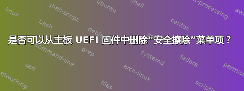 是否可以从主板 UEFI 固件中删除“安全擦除”菜单项？