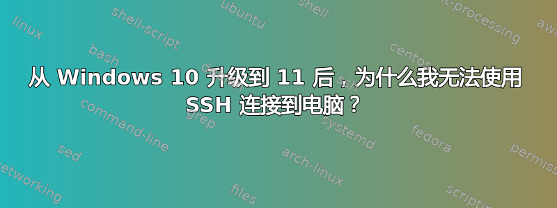 从 Windows 10 升级到 11 后，为什么我无法使用 SSH 连接到电脑？