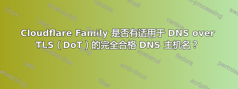 Cloudflare Family 是否有适用于 DNS over TLS（DoT）的完全合格 DNS 主机名？