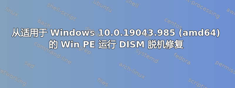 从适用于 Windows 10.0.19043.985 (amd64) 的 Win PE 运行 DISM 脱机修复