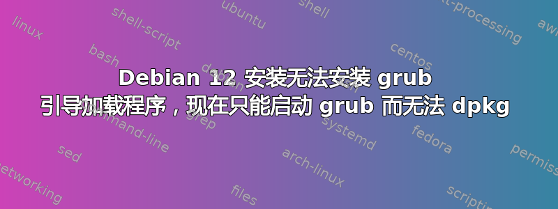 Debian 12 安装无法安装 grub 引导加载程序，现在只能启动 grub 而无法 dpkg