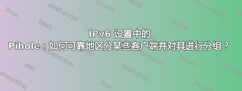 IPv6 设置中的 Pihole：如何可靠地区分某些客户端并对其进行分组？