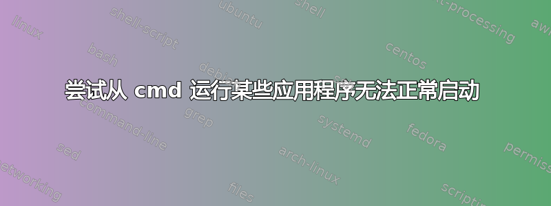 尝试从 cmd 运行某些应用程序无法正常启动