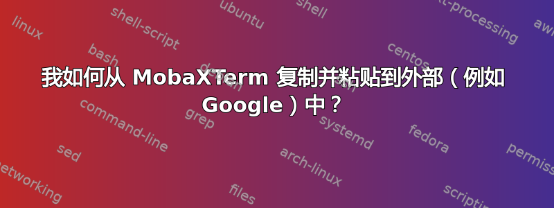 我如何从 MobaXTerm 复制并粘贴到外部（例如 Google）中？