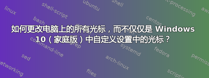 如何更改电脑上的所有光标，而不仅仅是 Windows 10（家庭版）中自定义设置中的光标？