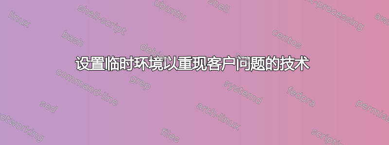 设置临时环境以重现客户问题的技术