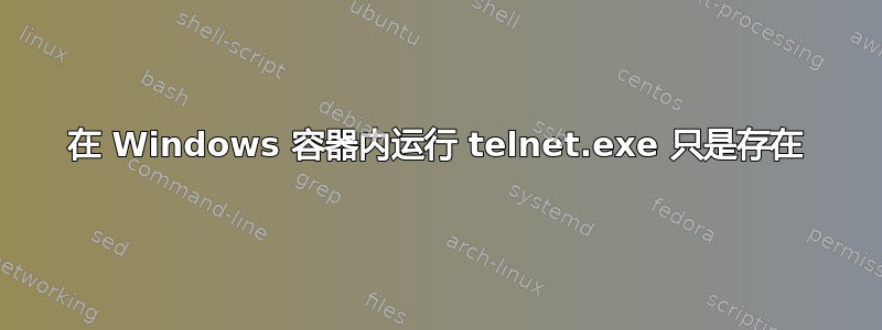 在 Windows 容器内运行 telnet.exe 只是存在