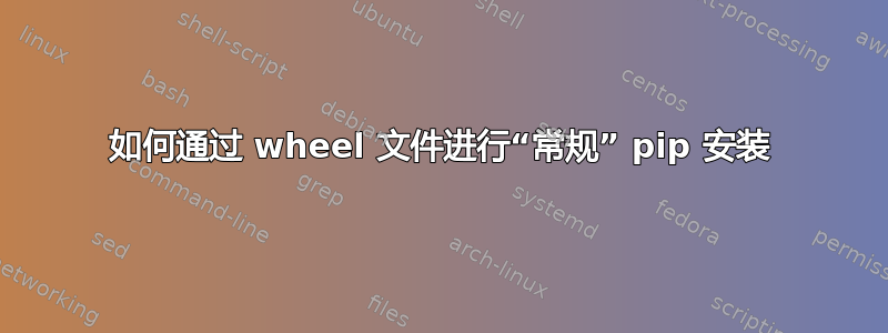 如何通过 wheel 文件进行“常规” pip 安装