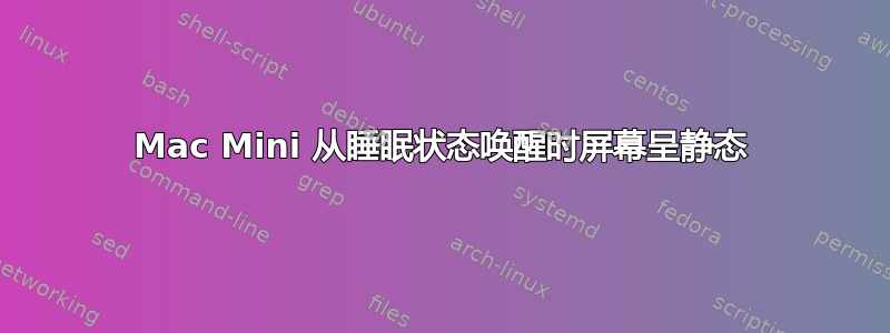 Mac Mini 从睡眠状态唤醒时屏幕呈静态