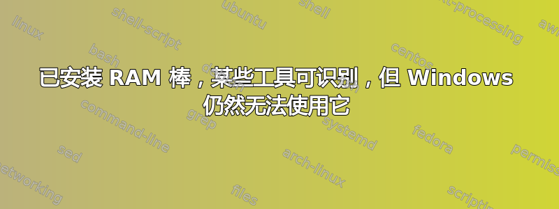 已安装 RAM 棒，某些工具可识别，但 Windows 仍然无法使用它