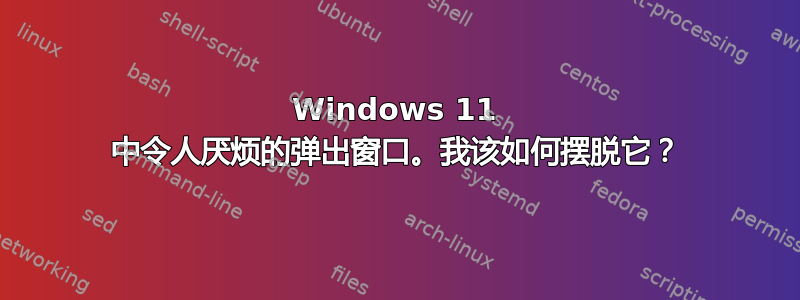 Windows 11 中令人厌烦的弹出窗口。我该如何摆脱它？