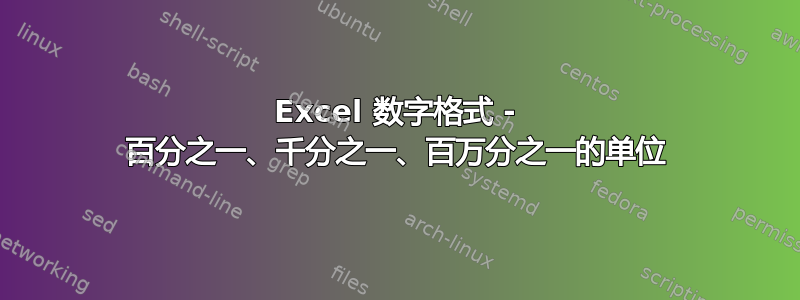 Excel 数字格式 - 百分之一、千分之一、百万分之一的单位