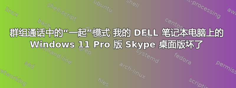 群组通话中的“一起”模式 我的 DELL 笔记本电脑上的 Windows 11 Pro 版 Skype 桌面版坏了