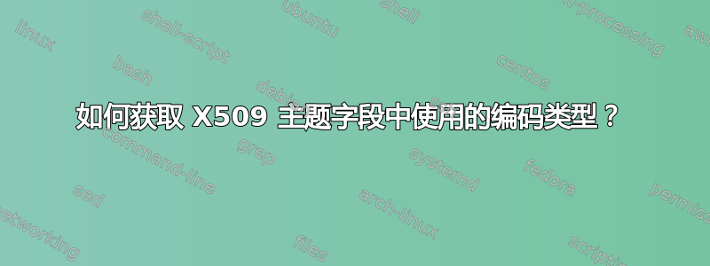 如何获取 X509 主题字段中使用的编码类型？