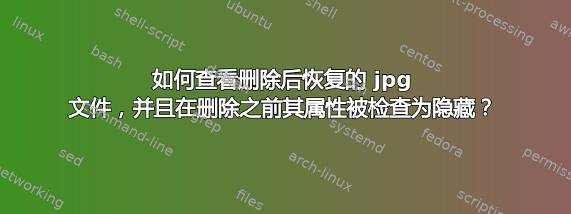 如何查看删除后恢复的 jpg 文件，并且在删除之前其属性被检查为隐藏？