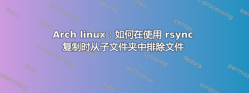 Arch linux：如何在使用 rsync 复制时从子文件夹中排除文件