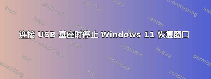 连接 USB 基座时停止 Windows 11 恢复窗口