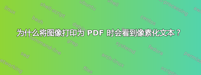 为什么将图像打印为 PDF 时会看到像素化文本？