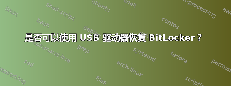 是否可以使用 USB 驱动器恢复 BitLocker？