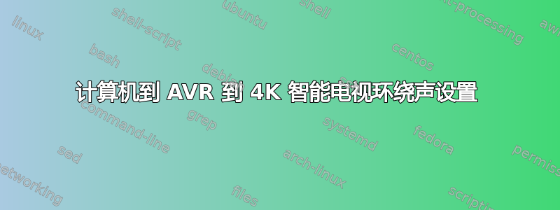 计算机到 AVR 到 4K 智能电视环绕声设置