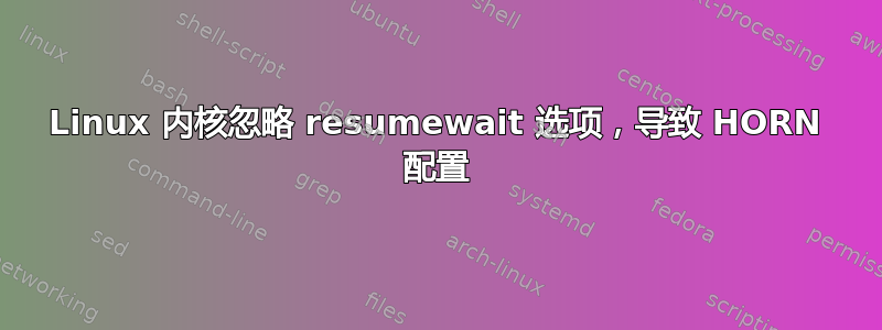 Linux 内核忽略 resumewait 选项，导致 HORN 配置