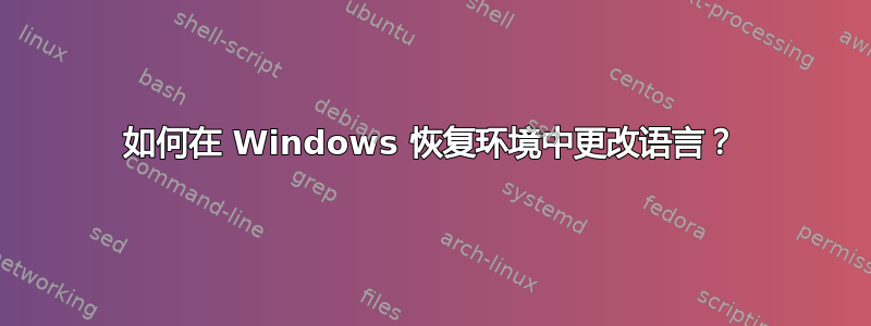 如何在 Windows 恢复环境中更改语言？