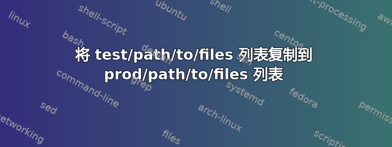 将 test/path/to/files 列表复制到 prod/path/to/files 列表