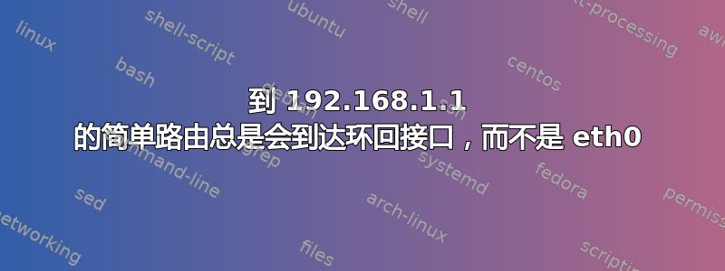 到 192.168.1.1 的简​​单路由总是会到达环回接口，而不是 eth0