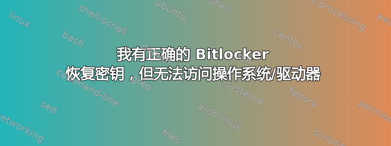 我有正确的 Bitlocker 恢复密钥，但无法访问操作系统/驱动器