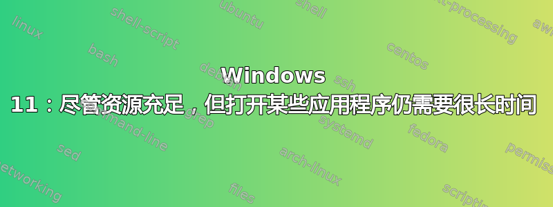 Windows 11：尽管资源充足，但打开某些应用程序仍需要很长时间