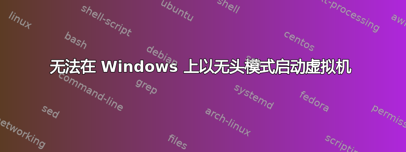 无法在 Windows 上以无头模式启动虚拟机