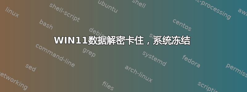 WIN11数据解密卡住，系统冻结