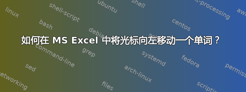 如何在 MS Excel 中将光标向左移动一个单词？