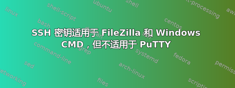 SSH 密钥适用于 FileZilla 和 Windows CMD，但不适用于 PuTTY