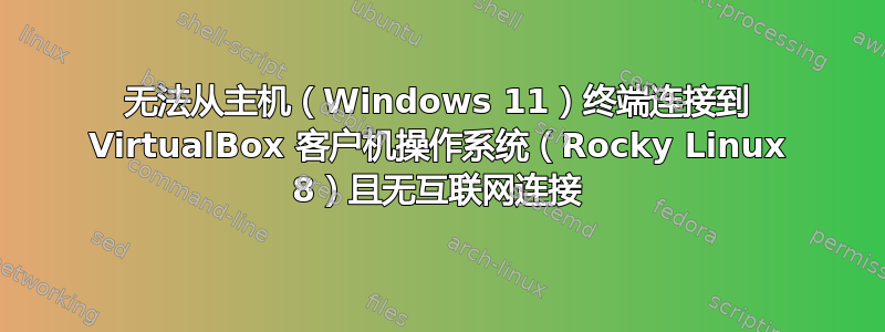 无法从主机（Windows 11）终端连接到 VirtualBox 客户机操作系统（Rocky Linux 8）且无互联网连接