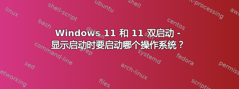 Windows 11 和 11 双启动 - 显示启动时要启动哪个操作系统？