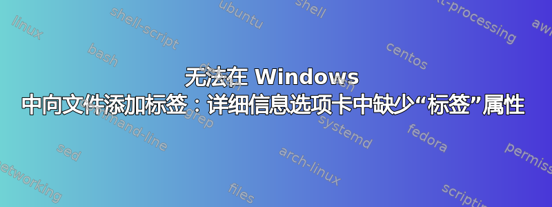 无法在 Windows 中向文件添加标签：详细信息选项卡中缺少“标签”属性