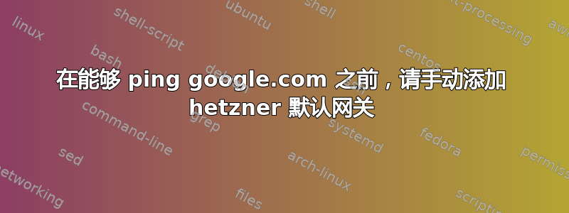 在能够 ping google.com 之前，请手动添加 hetzner 默认网关