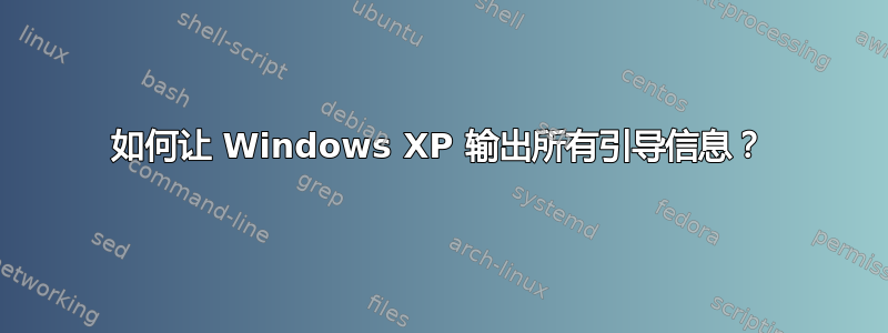 如何让 Windows XP 输出所有引导信息？