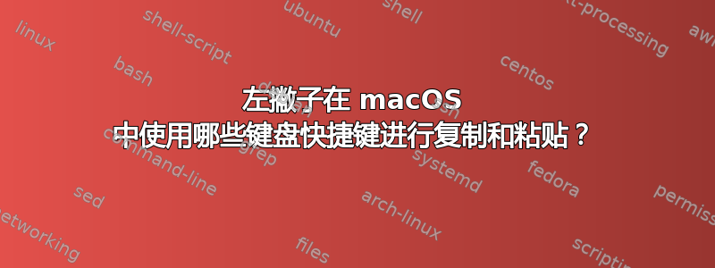 左撇子在 macOS 中使用哪些键盘快捷键进行复制和粘贴？