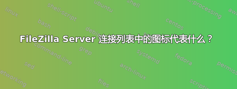 FileZilla Server 连接列表中的图标代表什么？